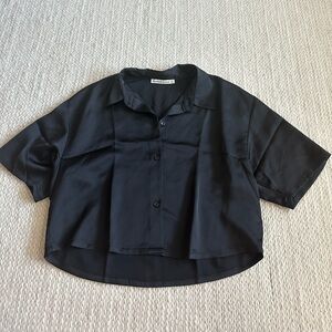 Abercrombie Black Satin Button Up Shirt Size Small